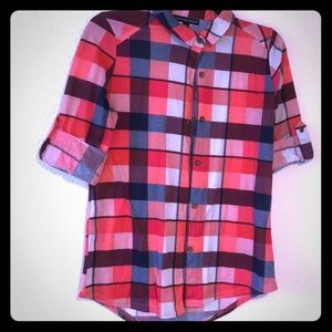 Red Plaid Button down shirt